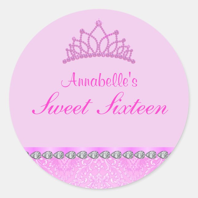 Adesivo Sweet16 Tiara Rosa (Frente)