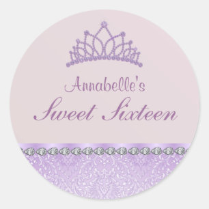 Adesivo Sweet16 Tiara Roxa & Damask
