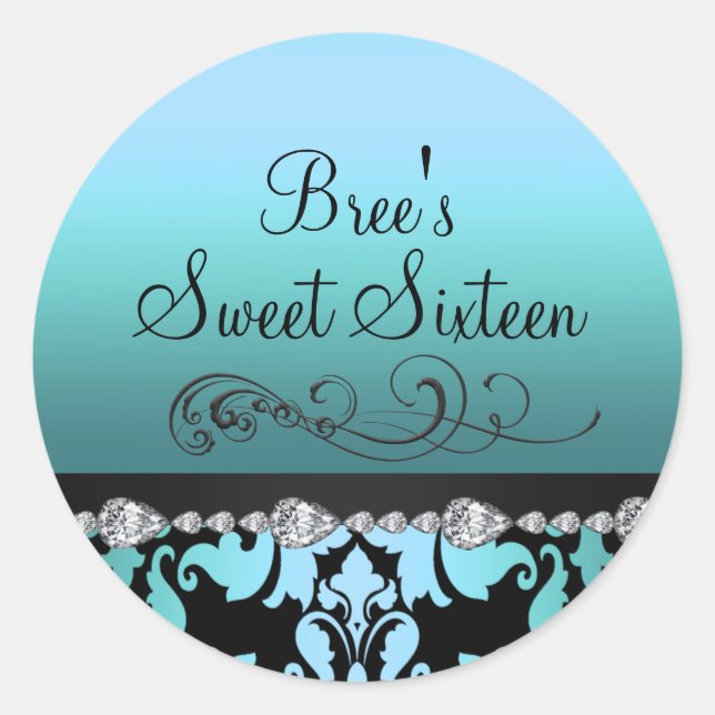 Adesivo Sweet 16 Blue Damask & Diamond (Frente)