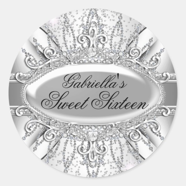 Adesivo Sweet 16 Diamante Brilho Prata (Frente)