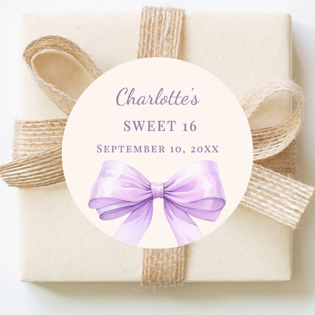 Adesivo Sweet 16 lavender bow ivory (Criador carregado)