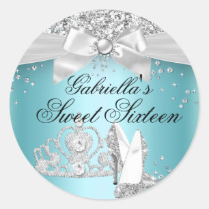 Adesivo Sweet 16 Saltos de Tiaras Brilhantes Turqu