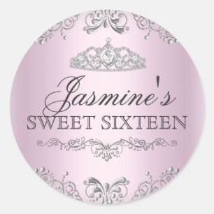 Adesivo Sweet 16 Tiara Damask Prata Rosa