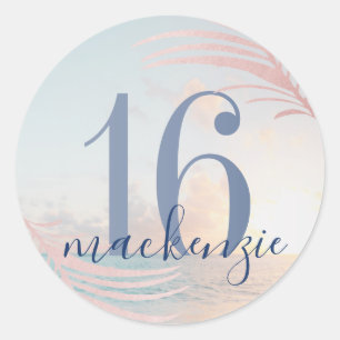 Adesivo Sweet 16th Beach Festa de aniversário Favor