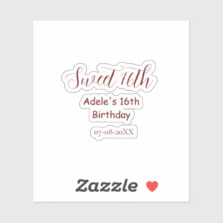 Adesivo Sweet 16th birthday purple pastel mauve retro name