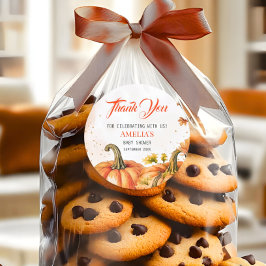 Adesivo Sweet Autumnal Watercolor Round Pumpkin Thank You