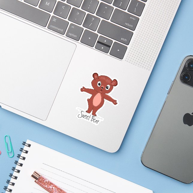 Adesivo Sweet Bear Hug (Notebook com iPhone)