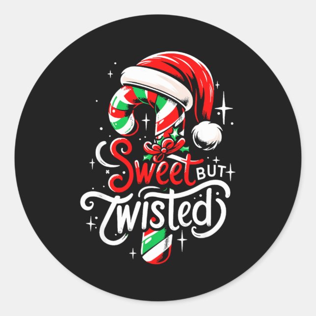 Adesivo Sweet But Twisted Funny Christmas Candy Cane Xmas  (Frente)