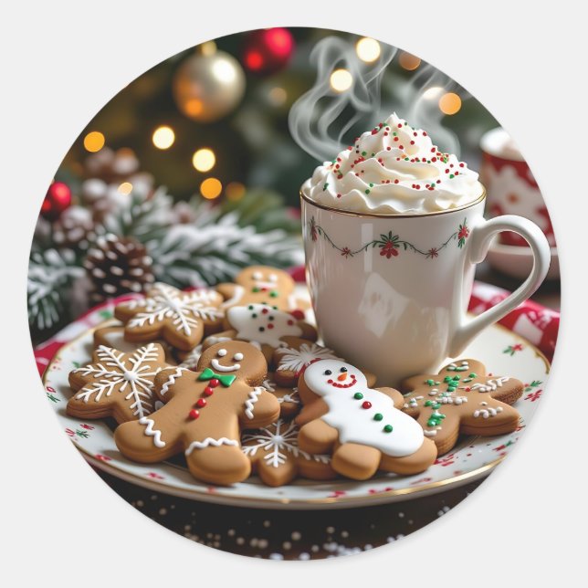 Adesivo Sweet Christmas Cookies and Hot Cocoa (Frente)
