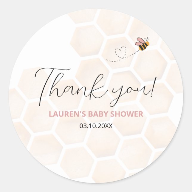 Adesivo Sweet Little Honey Baby Shower Thank You Sticker (Frente)