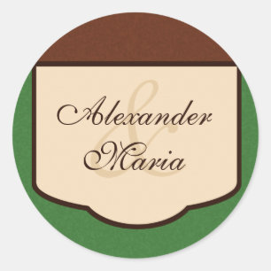 Adesivo Sweet Mocha & Green Wedding Envelope Seals