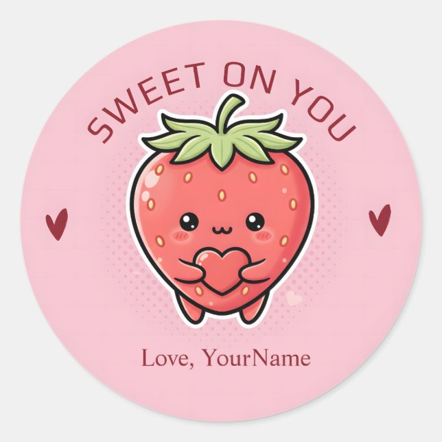 Adesivo Sweet on You Cute Strawberry Valentine Sticker (Frente)