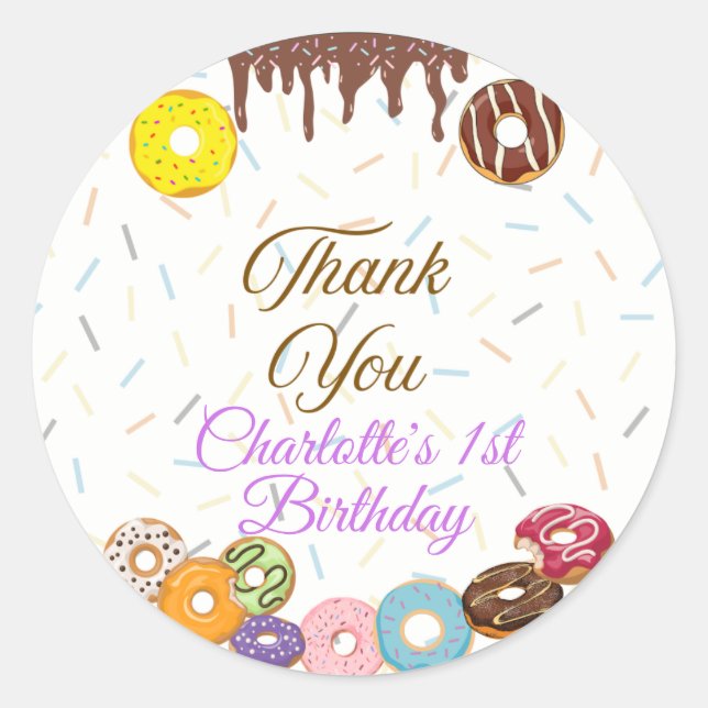 Adesivo Sweet One First Birthday Favor sticker (Frente)