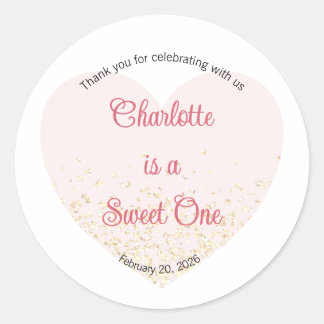 Adesivo Sweet One Labels, Sweetheart One Party, Heart
