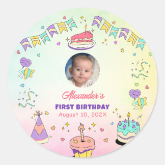 Adesivo Sweet Pastel Baby Boy 1st Birthday Photo