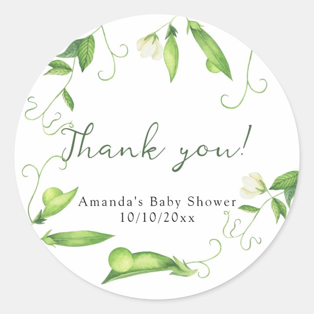 Adesivo Sweet Pea Baby Shower Thank you (Frente)