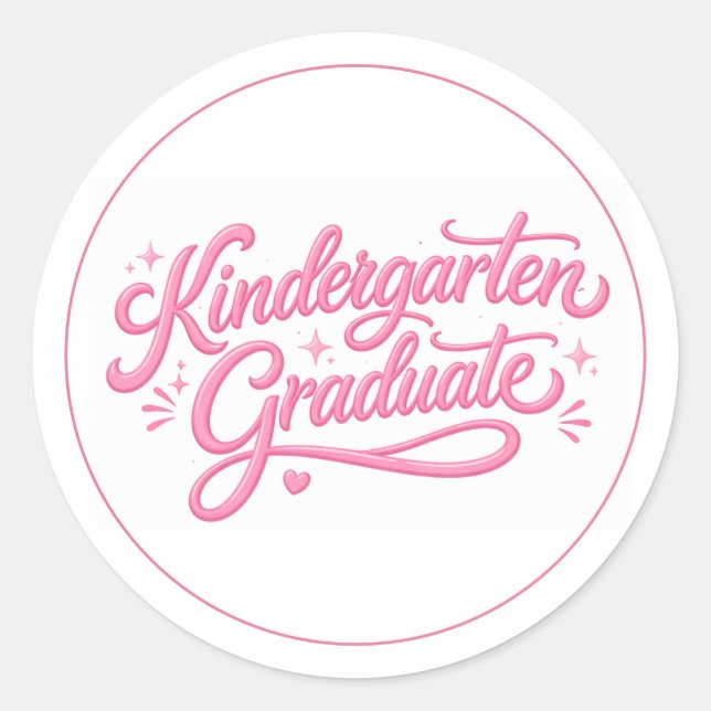Adesivo Sweet Pink Script Kindergarten Graduate (Frente)