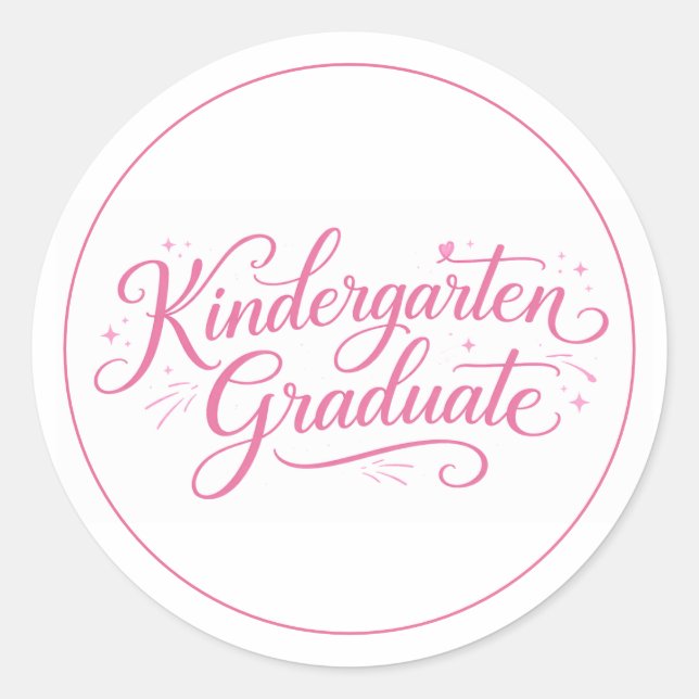 Adesivo Sweet Pink Script Kindergarten Graduate (Frente)