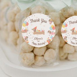 Adesivo Sweet Sausage Puppy Birthday Party Thank You