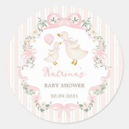 Adesivo Sweet Silly Goose Pink Bow Floral Baby Shower