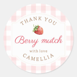Adesivo Sweet Strawberry Pink Gingham Obrigado