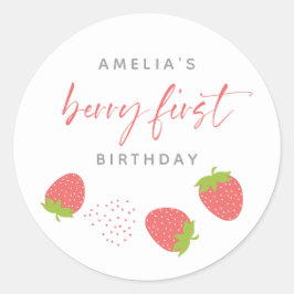 Adesivo Sweet Strawberry Script Berry Primeiro Aniversário