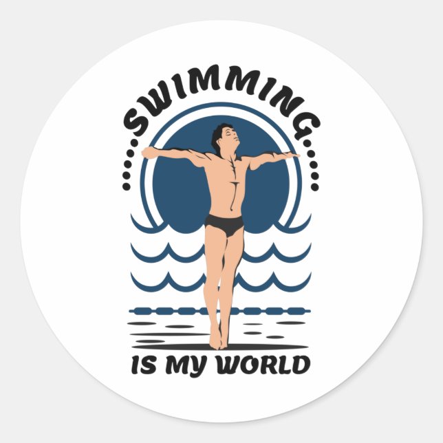 Adesivo Swimming is My World - Swimmer in Speedo (Frente)