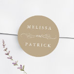 Adesivo Swirly E Script Wedding Tan<br><div class="desc">Para uma personalização mais avançada deste design,  clique no BOTÃO FERRAMENTA DESIGN AZUL acima!</div>