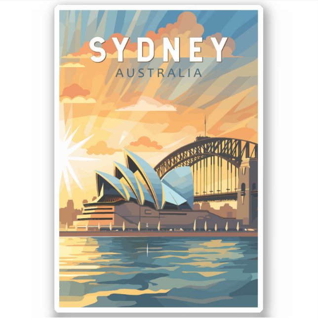 Adesivo Sydney Austrália Viagem Art Vintage (Frente)