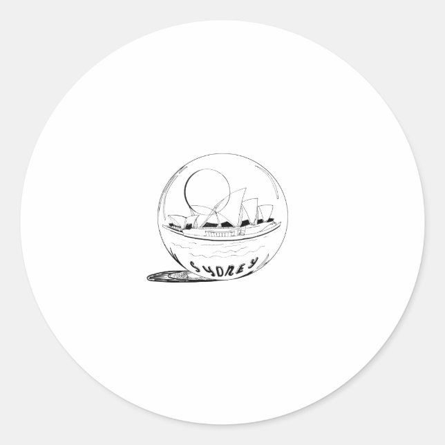 Adesivo Sydney num globo de vidro (Frente)