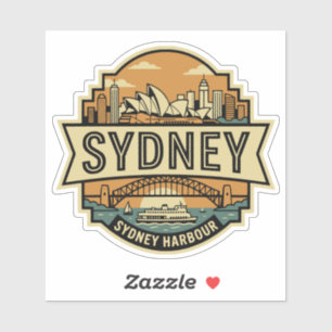 Adesivo Sydney Skyline Austrália Casa da Ópera Viagem Badg