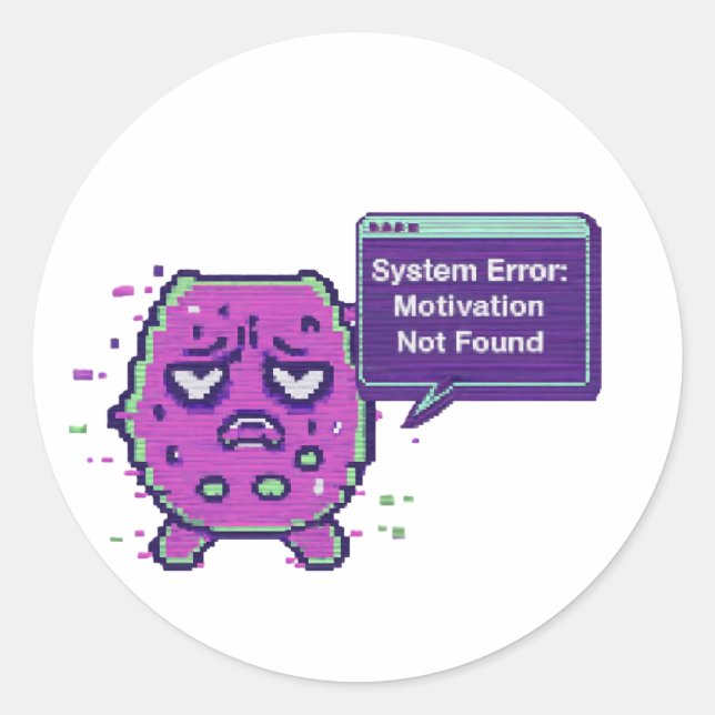 Adesivo System Error: Motivation Not Found | Funny Glitch  (Frente)