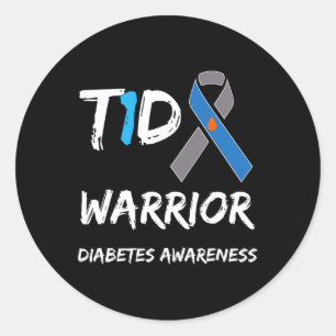 Adesivo T1d Guerreiro Tipo 1 Diabetes Consciência Azul Fit