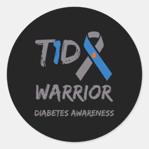 Adesivo T1d Guerreiro Tipo 1 Diabetes Consciência Azul Fit