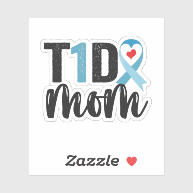 Adesivo T1D Mom Diabetes Awareness Ribbon Family Gift (Folha)
