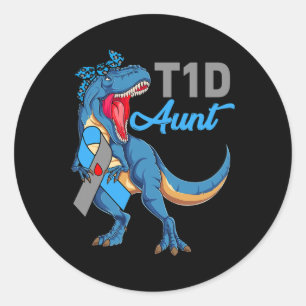 Adesivo T1d Tia Tipo 1 Sensibilização Mês da Diabetes Dino
