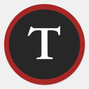Adesivo T: Letra T inicial - Stick vermelho, branco e pret