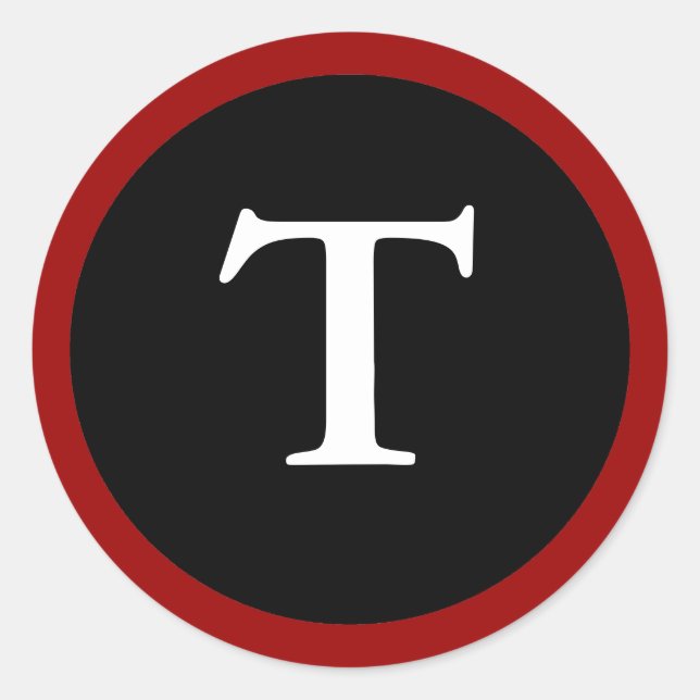 Adesivo T: Letra T inicial - Stick vermelho, branco e pret (Frente)