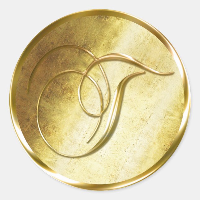 Adesivo T Monograma Faux Vinhetas Douradas (Frente)