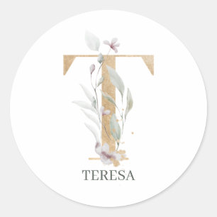 Adesivo T Monograma Floral Personalizado