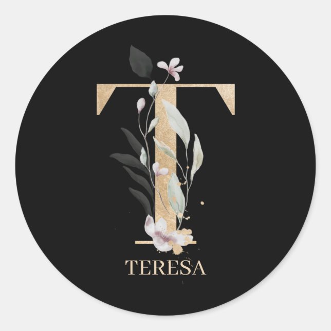 Adesivo T Monograma Floral Personalizado (Frente)