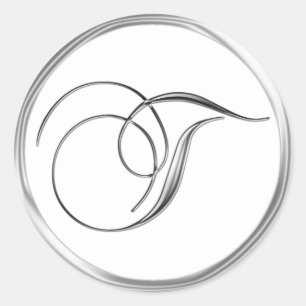 Adesivo T Monograma - Letra Sliver No Casamento Branco