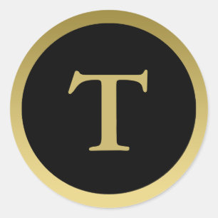 Adesivo T : Monograma T Elegant Dourado e Black Sticker