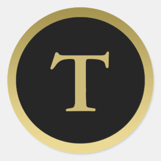 Adesivo T: Monograma T Elegante Dourado e Preto