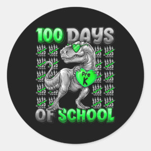 Adesivo T-rex 100 Dias De Pré-k Escolar 100 Dias Mais Inte