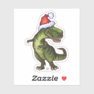 Adesivo T-Rex bonito em um chapéu de Papai Noel