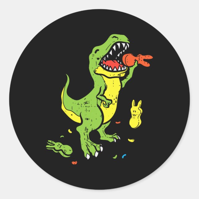 Adesivo T-Rex Comendo Coelho Funny Easter Amante de Dinoss (Frente)
