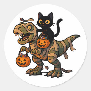 Adesivo T-Rex da múmia do gato preto - Dino do Dia das Bru