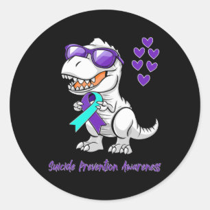 Adesivo T-rex Dia da Consciência da Prevenção do Suicídio 