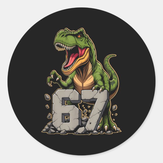 Adesivo T-rex Dinosaur Funny Six Seven Meme Cool Tyrannosa (Frente)